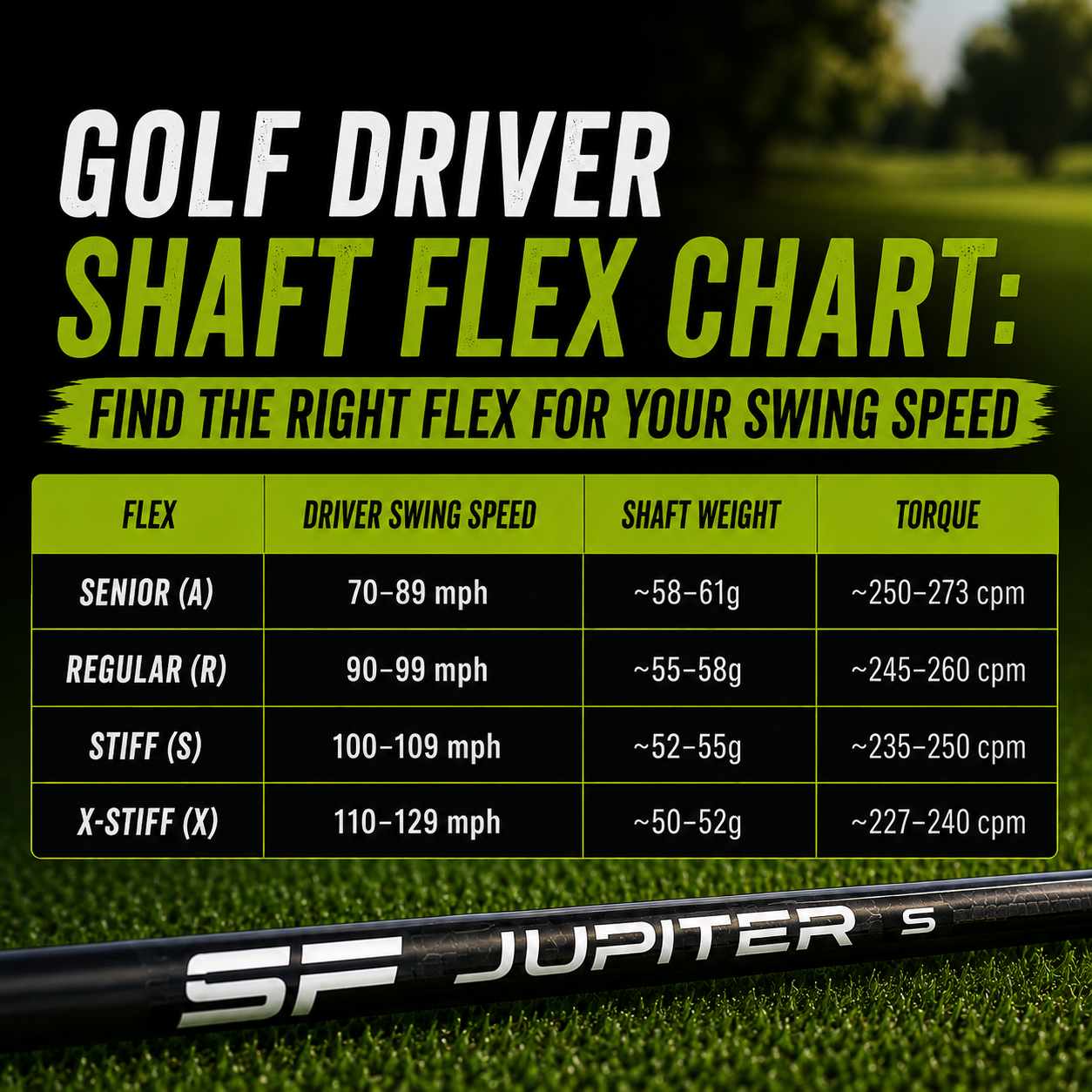 Golf Driver Shaft Flex Chart